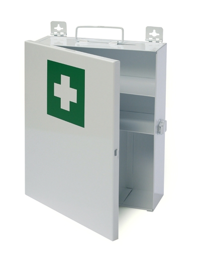 PolGer_Apteczki_sprzedaź_urządzeń_niszczarki_bindownice_laminatory_gilotyny_trymery_liczarki_poligrafia_drukarnia_apteczka_HF072b_metalowa_szafka_zamykana_na_klamrę
